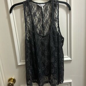 NEW: Kirra XL Flower Floral Lace Tank - Charcoal Gray - PacSun